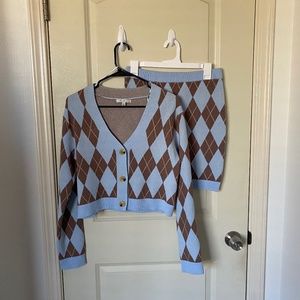 Blue and Tan Checkered Set